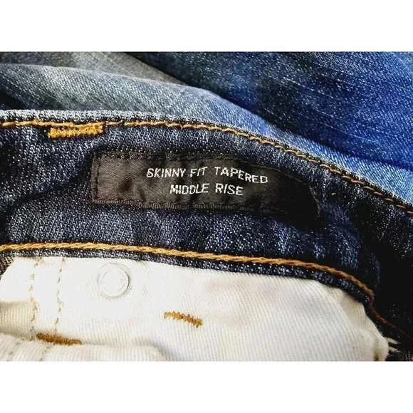 Uniqlo Size 25X30 Women's Skinny Fit Tapered Mid Rise 5 Pocket Blue Denim Jeans - Picture 4 of 12